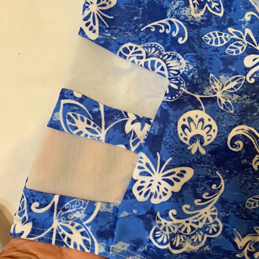 Bawdy Blue Tropical One Piece Swimsuit, Small - Picture 3 of 8